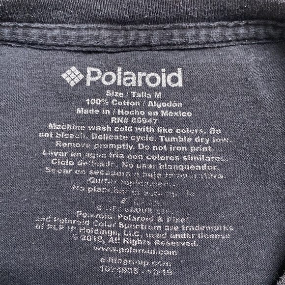 Polaroid Vintage Long Sleeve Graphic Shirt Black Multicolor Size Medium - Picture 8 of 9